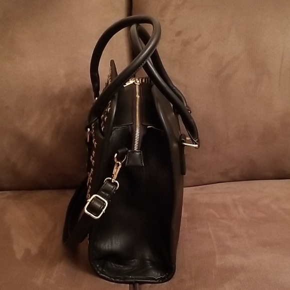 Black handbag with gold studs and hardware - Picture 9 of 16